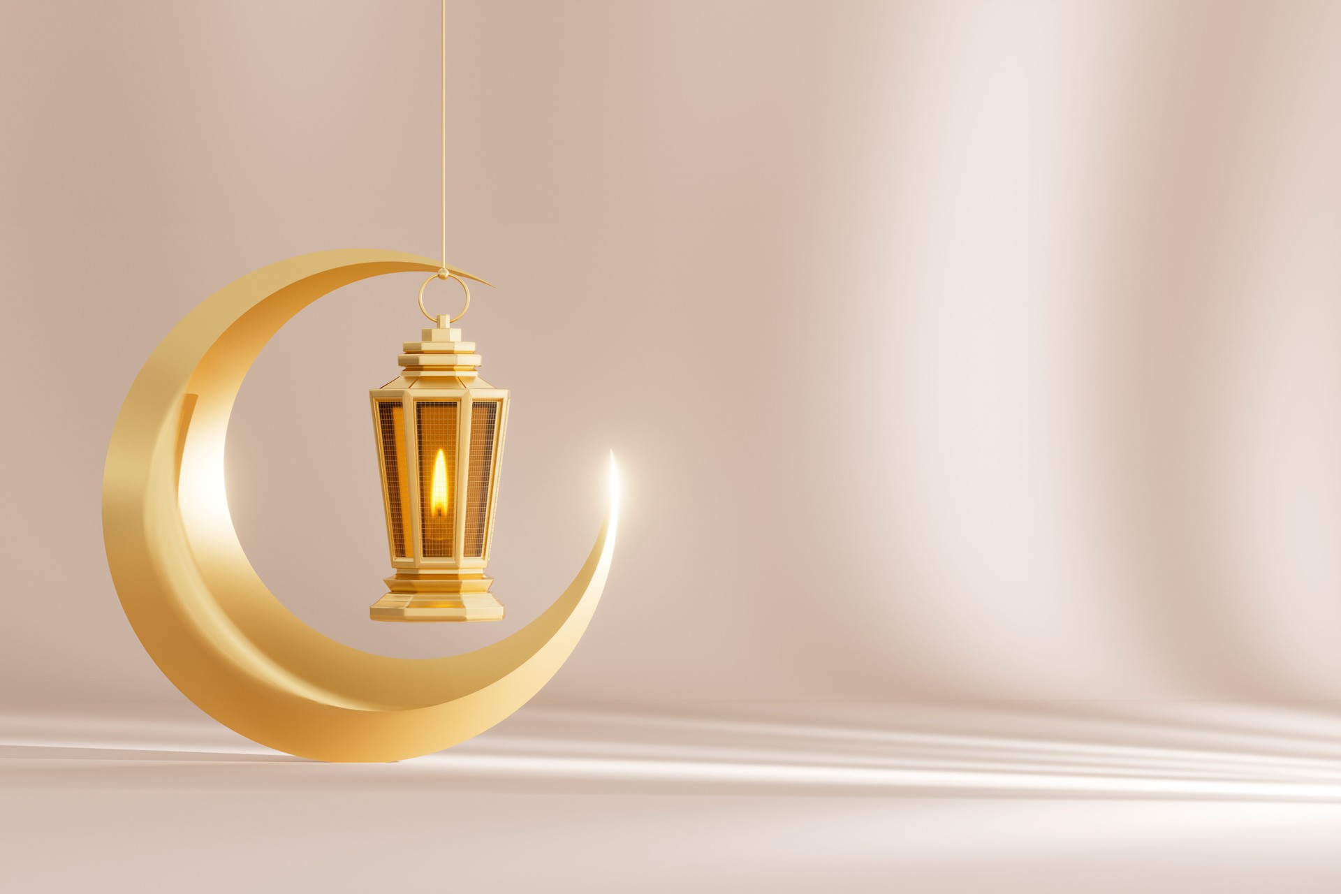 Ramadan Lantern and Crescent, Islamic Background, Happy Eid Mubarak